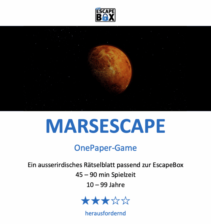 OnePaper-Game: MARSESCAPE